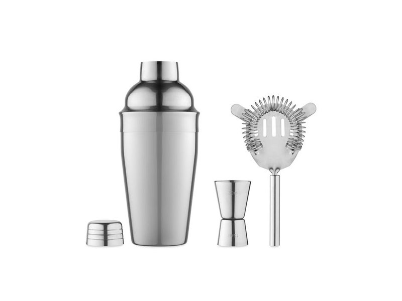 Chroomkleurige cocktailset