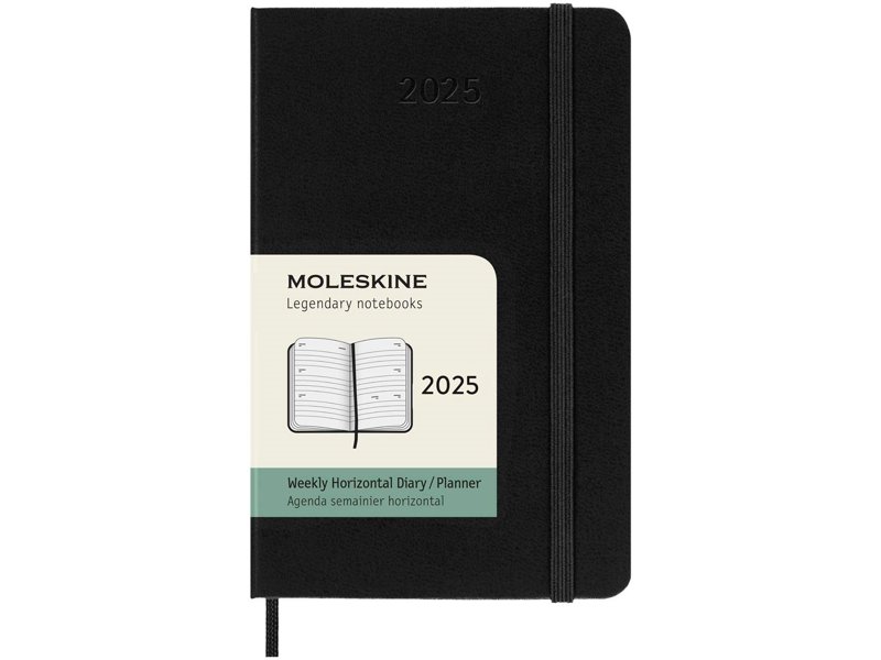 Moleskine horizontale week-agenda voor 12 maanden met harde kaft - pocket