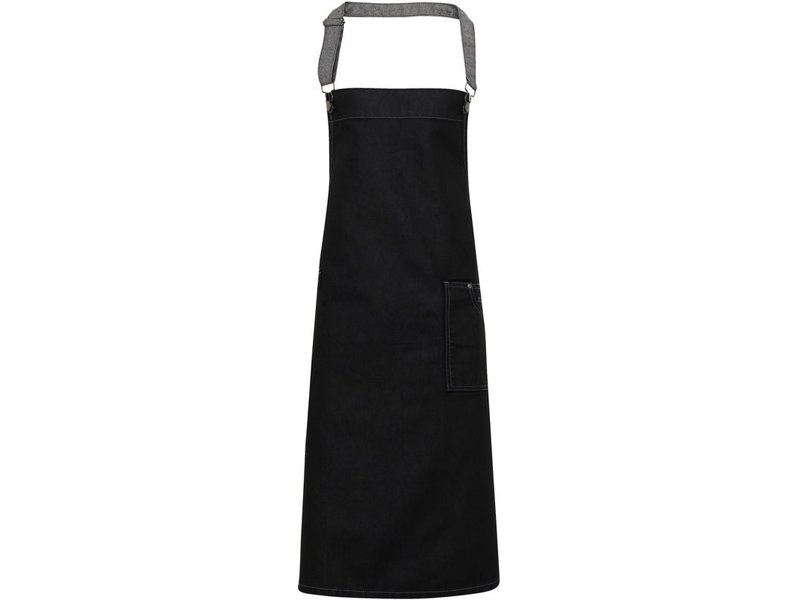 Premier District - Waxed look denim bib apron