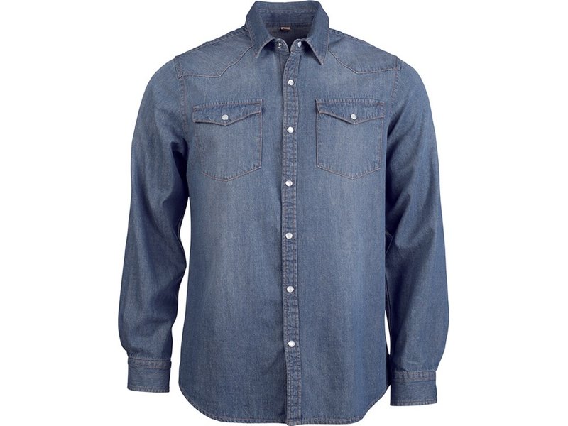 Kariban Heren denim overhemd lange mouwen