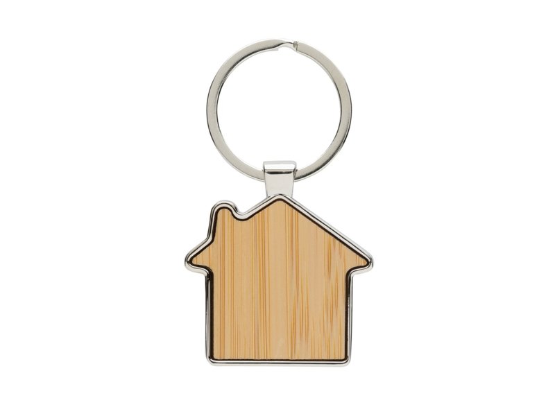 RCS huissleutelhanger van gerecycled zinc alloy met bamboe