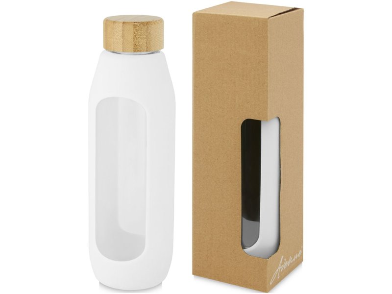 Tidan fles van 600 ml in borosilicaatglas met siliconen grip