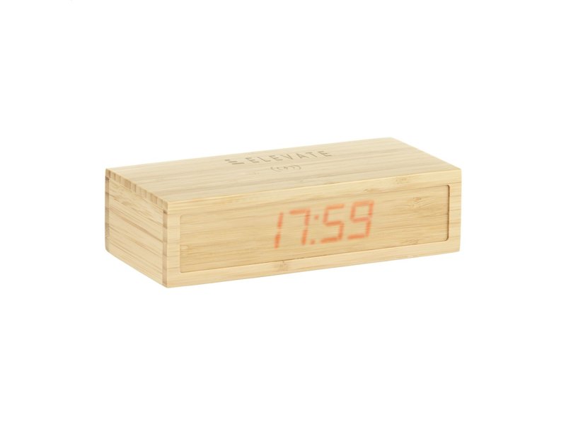 Bamboo Alarm Clock with Wireless Charger oplader