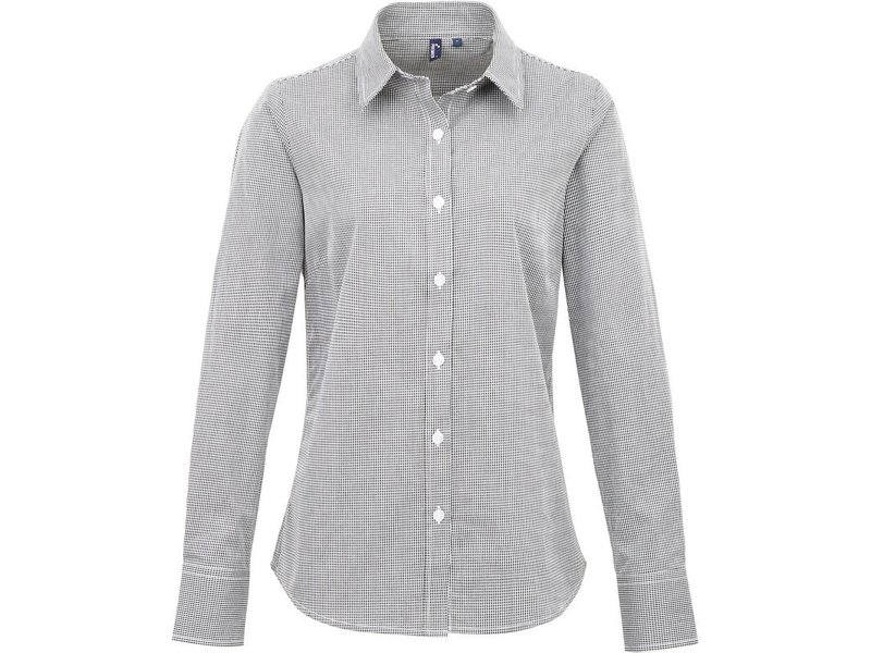 Premier Ladies' long sleeve microcheck gingham shirt