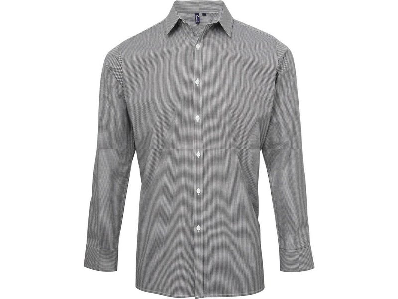 Premier Men's long sleeve microcheck gingham shirt