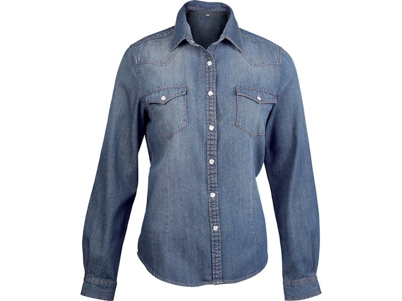 Kariban Dames denim blouse lange mouwen